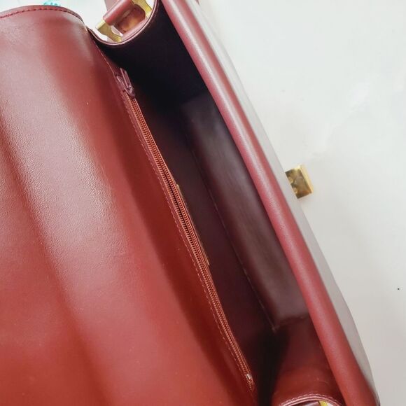 Cartier Bordeaux Shoulder Bag Double Flap Leather - Picture 12 of 16